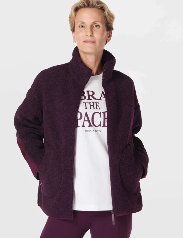 Plush Textured Zip Up - Midnight Cherry Purple - Image 6