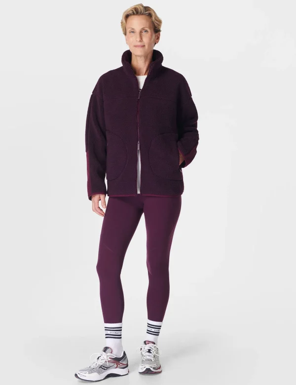 Plush Textured Zip Up - Midnight Cherry Purple - Image 7