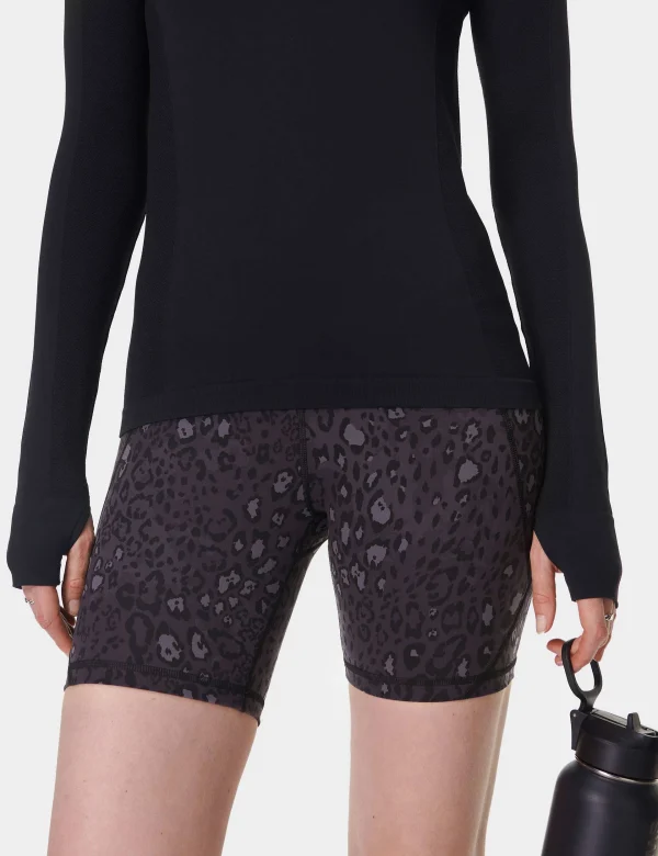 Power 6" Cycling Shorts - Black Luxe Leopard - Image 4