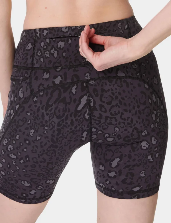 Power 6" Cycling Shorts - Black Luxe Leopard - Image 2
