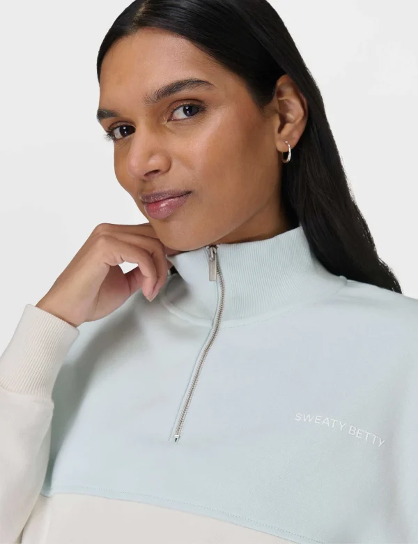 Revive Crop Half Zip - Day Break Blue Lily White - Image 4