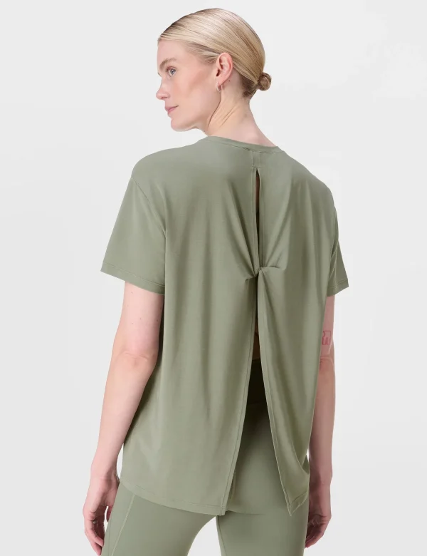 Soft Flow Studio Wrap Back T-Shirt - Willow Green