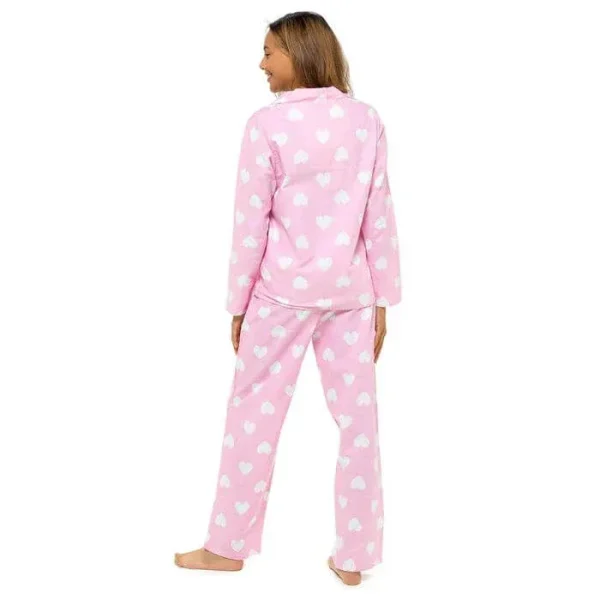 Ladies Heart Button Cosy Pyjamas In A Bag - Pink - Image 2