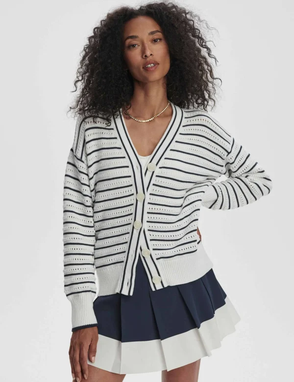 Antonia Relaxed Cardigan - White/Blue Nights - Image 4
