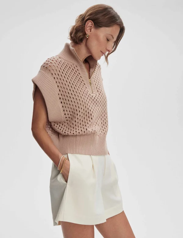 Gaines Half-Zip Knit - Light Taupe - Image 2
