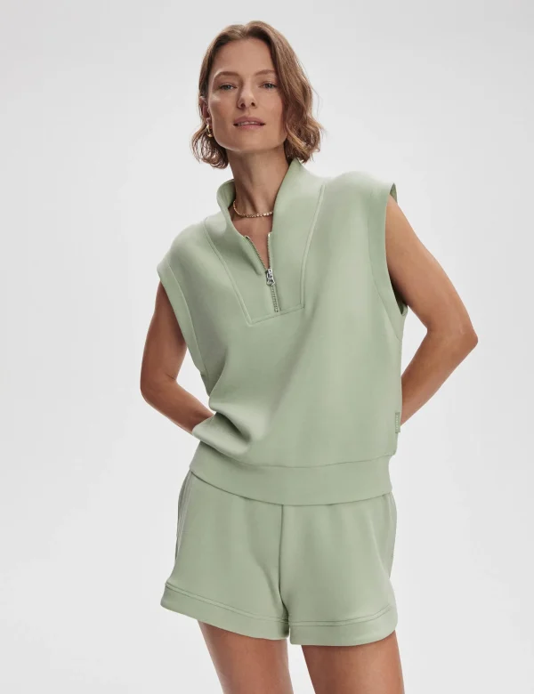 Loretta Half-Zip Sleeveless Sweat - Snow Sage