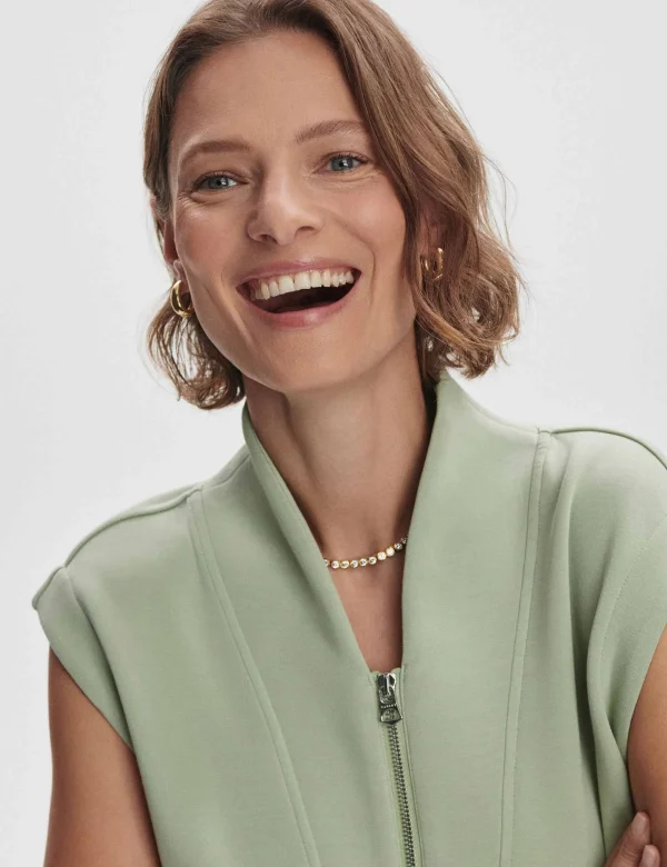 Loretta Half-Zip Sleeveless Sweat - Snow Sage - Image 3