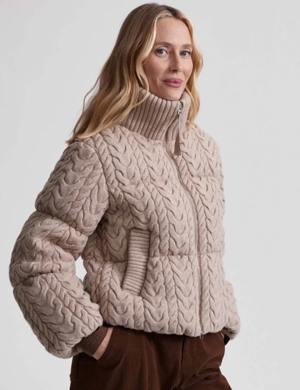 Reggie Cable Knit Puffer - Light Taupe - Image 2