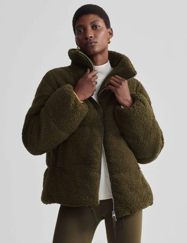 Wilkins Sherpa Puffer Jacket - Dark Olive - Image 4