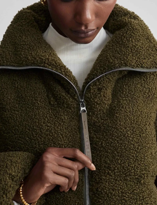 Wilkins Sherpa Puffer Jacket - Dark Olive - Image 5