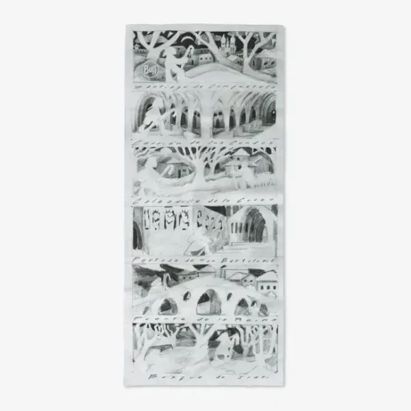 BUFF® CoolNet UV Neckwear - Camino De Santiago Recuerdos Grey - Image 3
