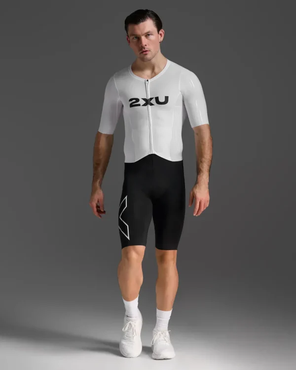 2XU Men Light Speed React Sleeved Trisuit - Black / White - Image 2