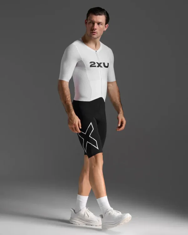 2XU Men Light Speed React Sleeved Trisuit - Black / White - Image 5