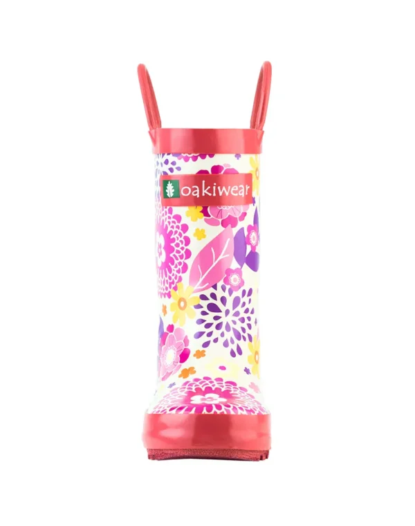 Pink Flowers Loop Handle Rubber Boots - Image 5