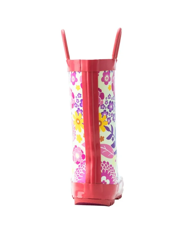 Pink Flowers Loop Handle Rubber Boots - Image 6