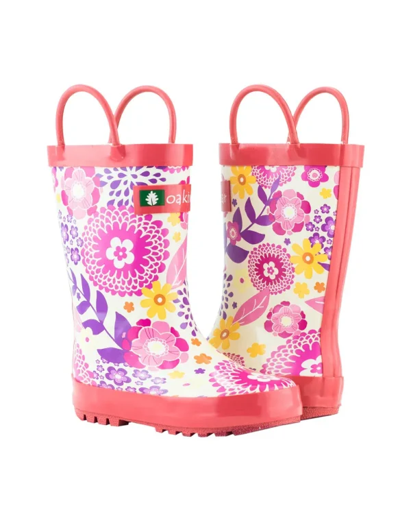 Pink Flowers Loop Handle Rubber Boots - Image 7