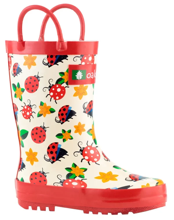 Ladybugs & Flowers Loop Handle Rubber Rain Boots - Image 2