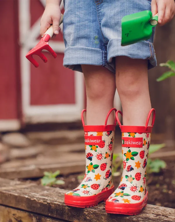 Ladybugs & Flowers Loop Handle Rubber Rain Boots - Image 8