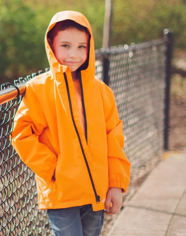Children's Waterproof Shell Jacket, Lava Orange - Image 4