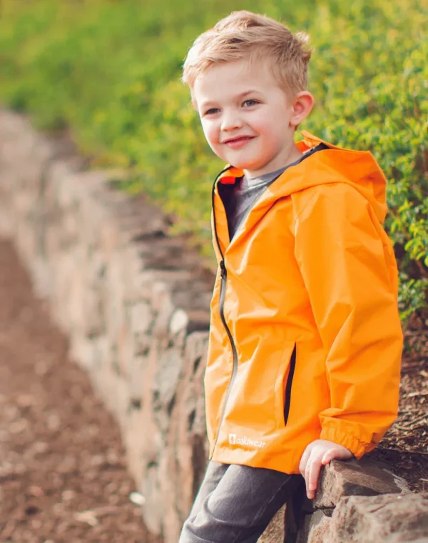 Children's Waterproof Shell Jacket, Lava Orange - Image 5