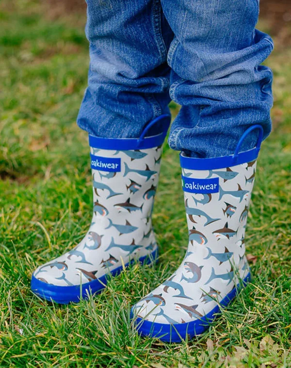 Shark Frenzy Loop Handle Rubber Rain Boot - Image 7