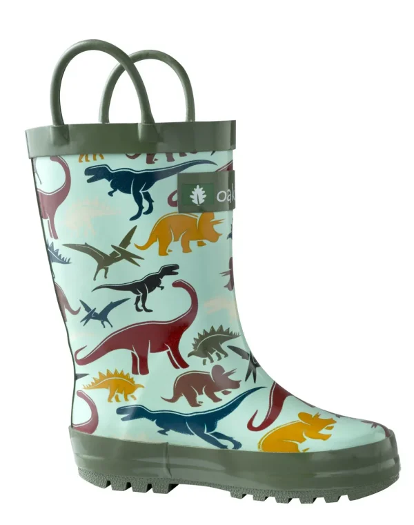 Earthy Dinosaurs Loop Handle Rubber Rain Boots - Image 2