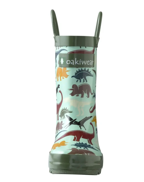 Earthy Dinosaurs Loop Handle Rubber Rain Boots - Image 5