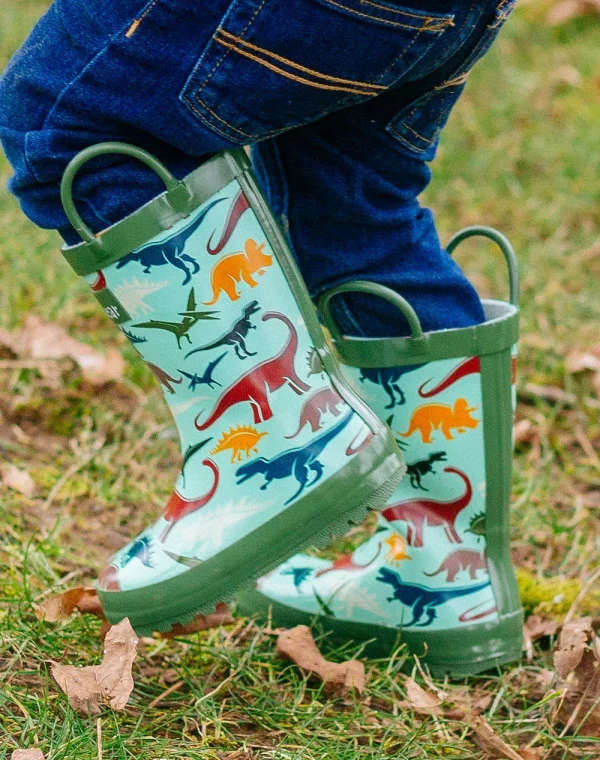 Earthy Dinosaurs Loop Handle Rubber Rain Boots - Image 7