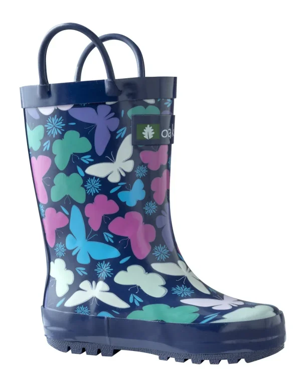 Bright Butterflies Loop Handle Rubber Rain Boots - Image 2