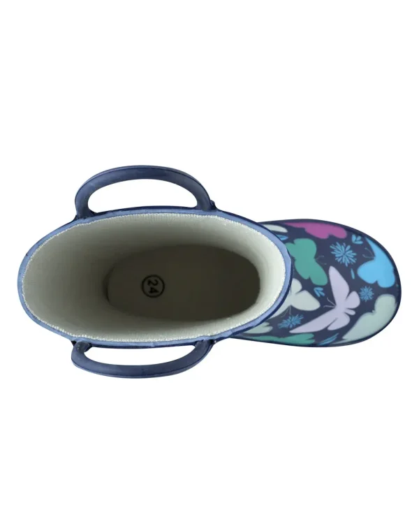 Bright Butterflies Loop Handle Rubber Rain Boots - Image 3