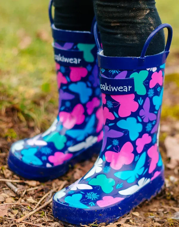 Bright Butterflies Loop Handle Rubber Rain Boots - Image 7