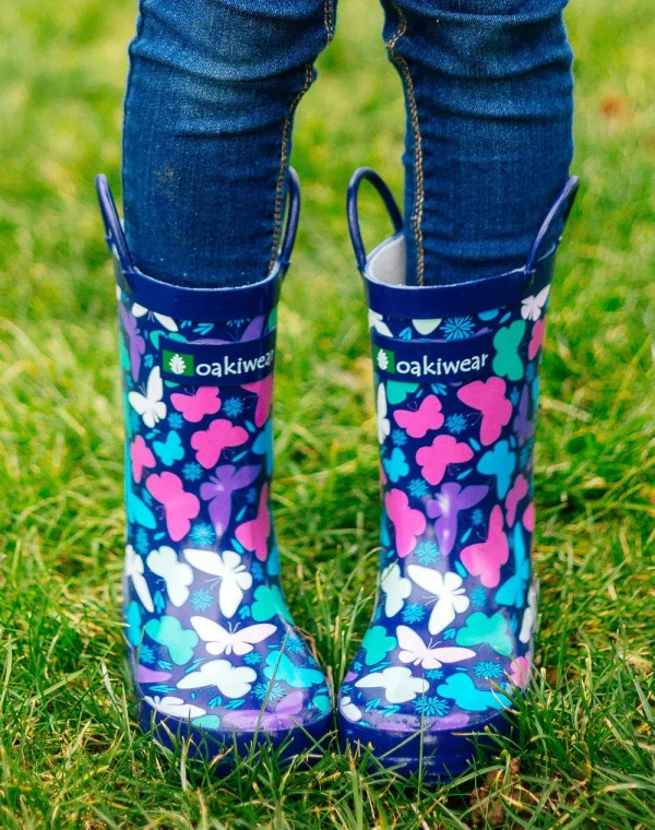 Bright Butterflies Loop Handle Rubber Rain Boots - Image 8