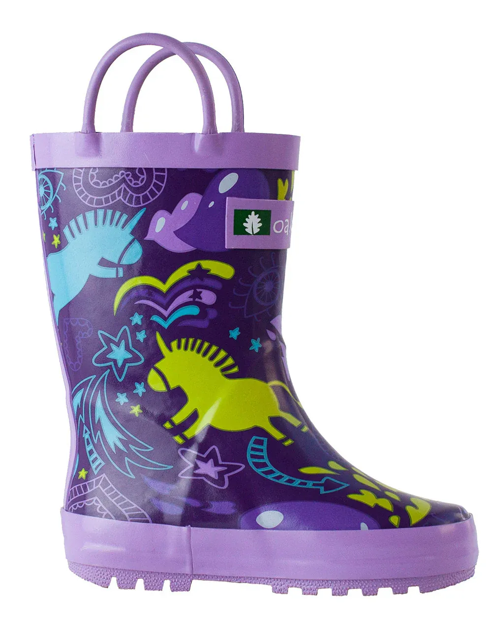 Purple Unicorn Loop Handle Rubber Rain Boots - Image 2
