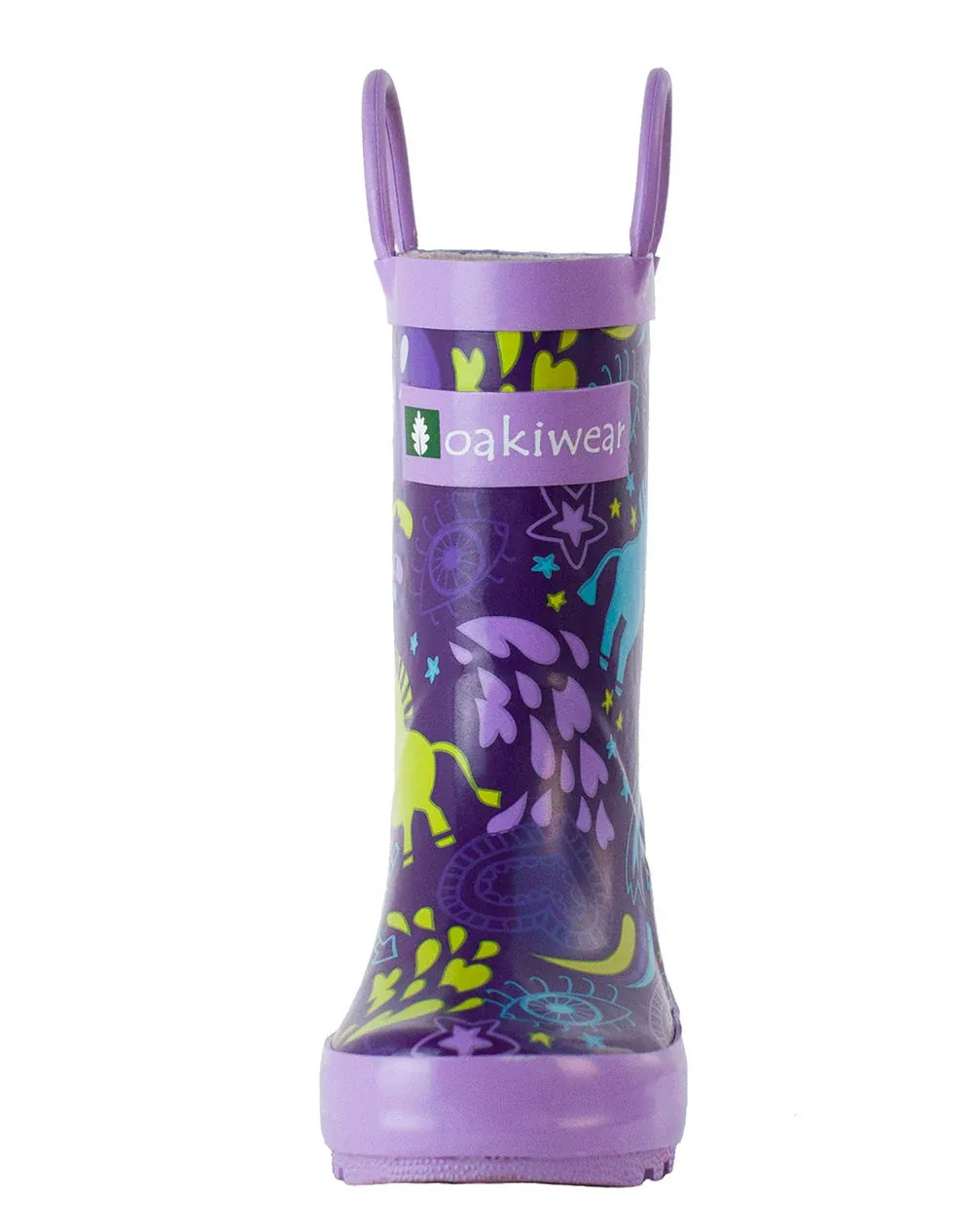 Purple Unicorn Loop Handle Rubber Rain Boots - Image 5
