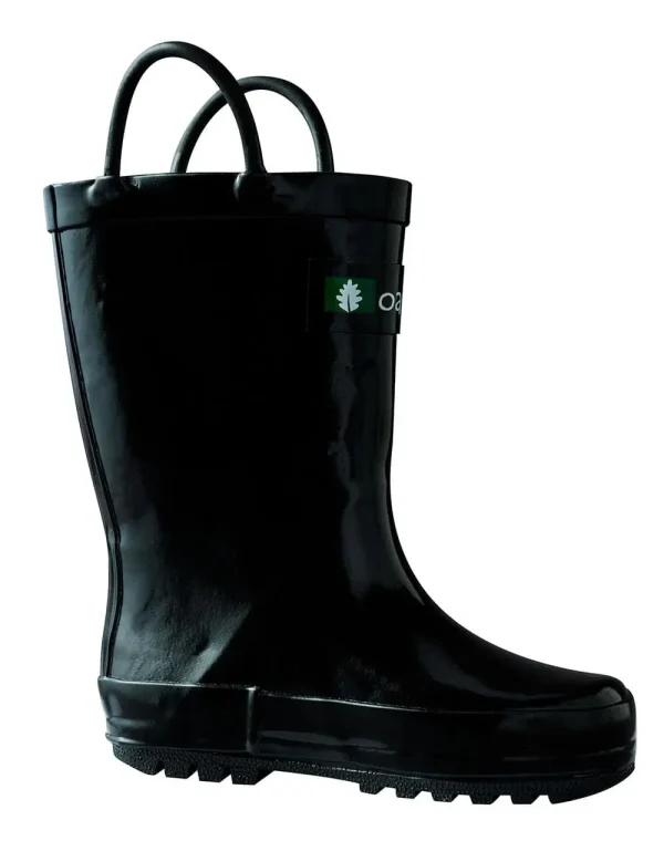 Jet Black Loop Handle Rubber Rain Boots - Image 2