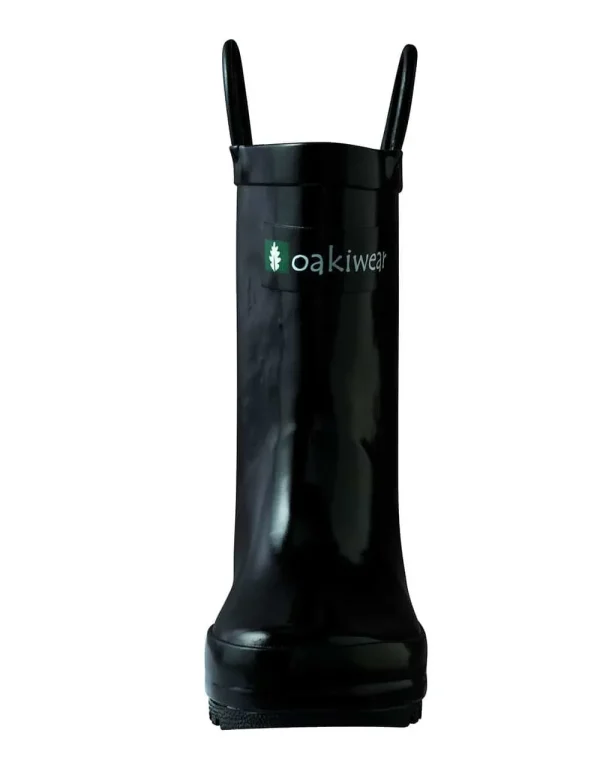 Jet Black Loop Handle Rubber Rain Boots - Image 5