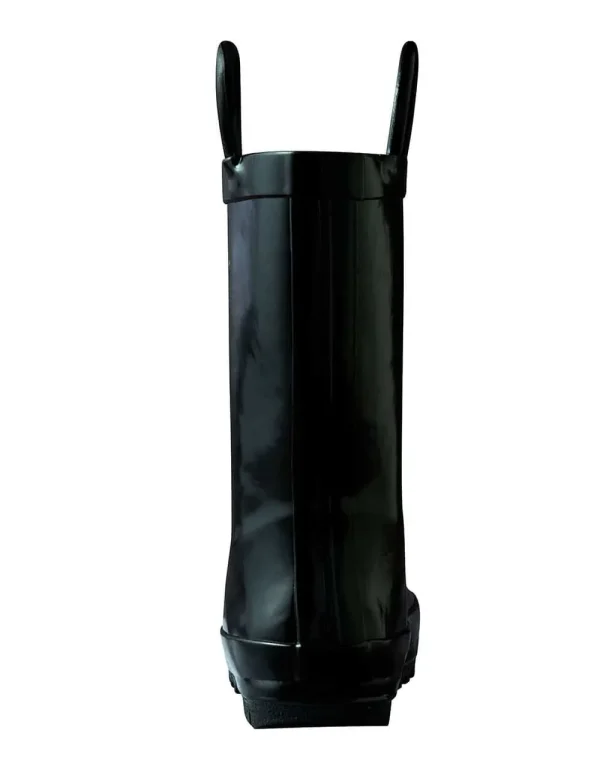 Jet Black Loop Handle Rubber Rain Boots - Image 6