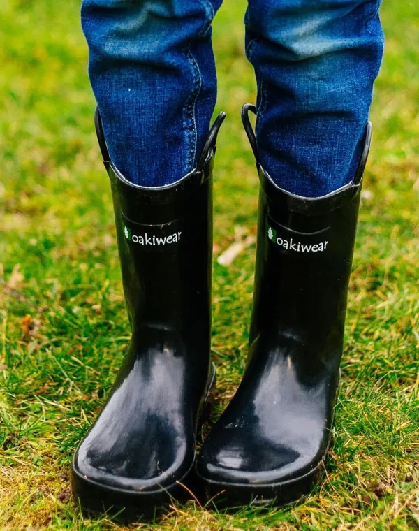 Jet Black Loop Handle Rubber Rain Boots - Image 7