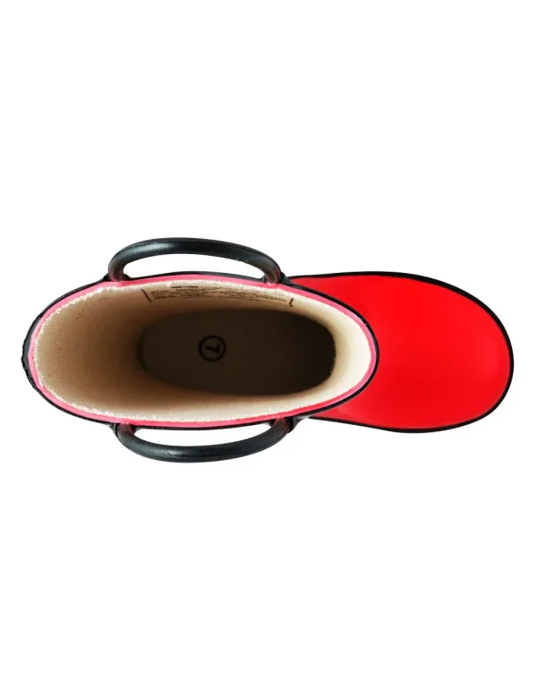 Fiery Red Loop Handle Rubber Rain Boots - Image 3