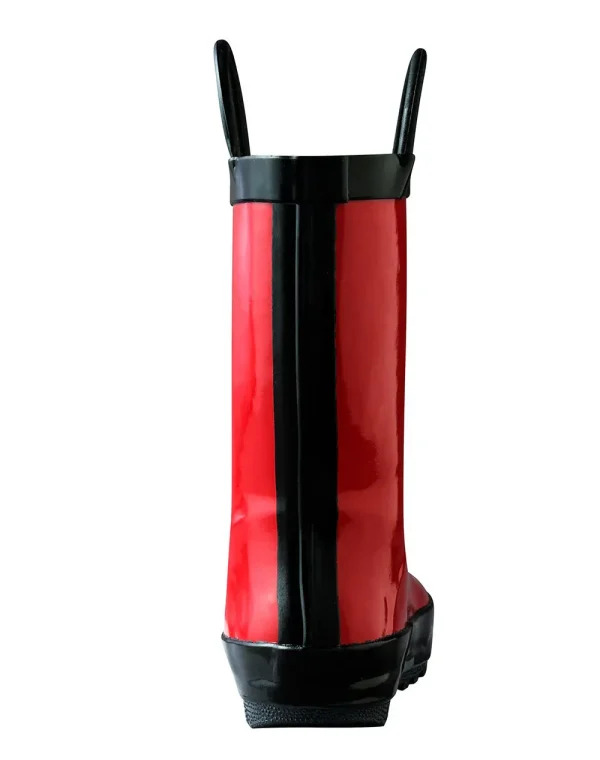 Fiery Red Loop Handle Rubber Rain Boots - Image 6