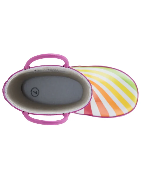 Rainbow Stripes Loop Handle Rubber Rain Boots - Image 3