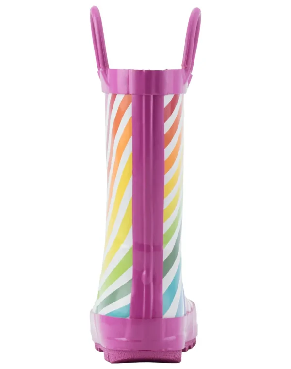 Rainbow Stripes Loop Handle Rubber Rain Boots - Image 6