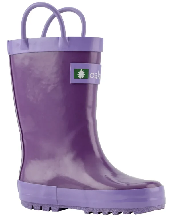 Purple Orchid Loop Handle Rubber Rain Boots - Image 2