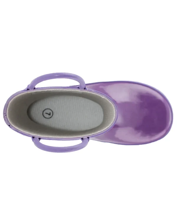 Purple Orchid Loop Handle Rubber Rain Boots - Image 3