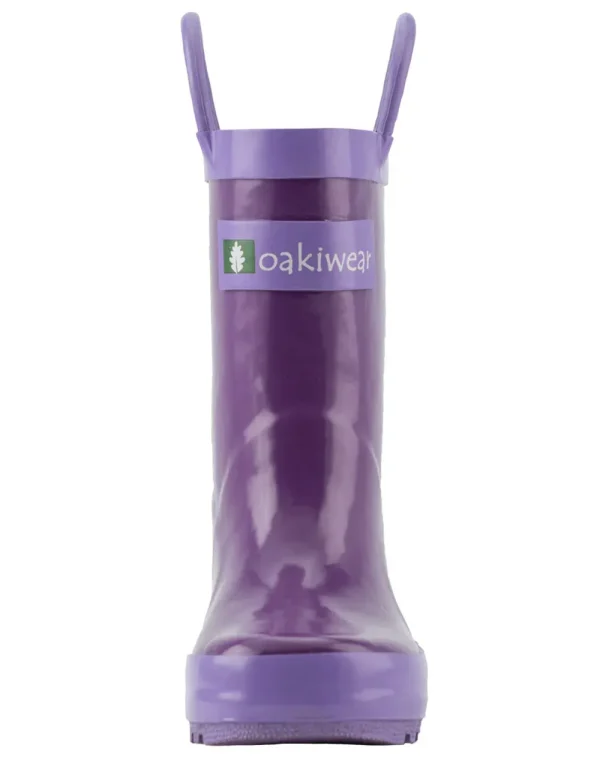 Purple Orchid Loop Handle Rubber Rain Boots - Image 5