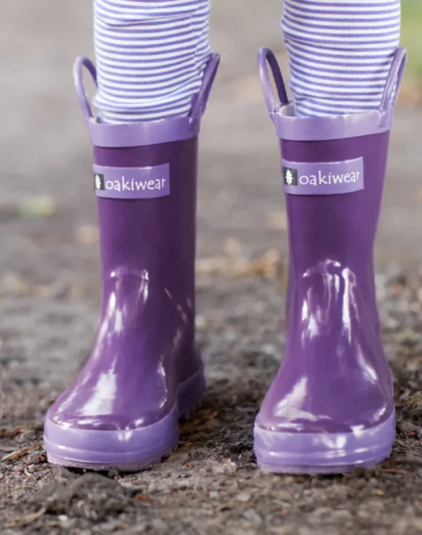 Purple Orchid Loop Handle Rubber Rain Boots - Image 8