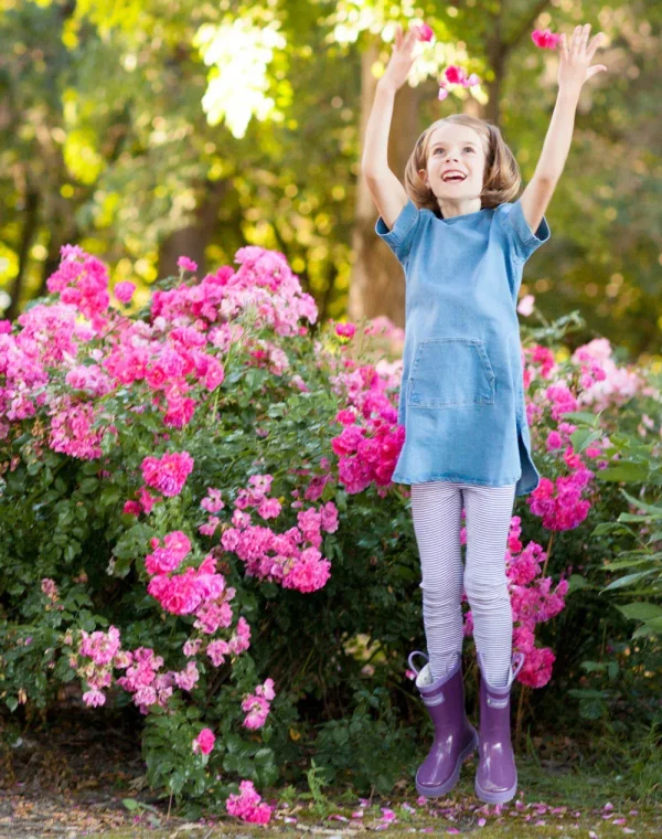 Purple Orchid Loop Handle Rubber Rain Boots - Image 9