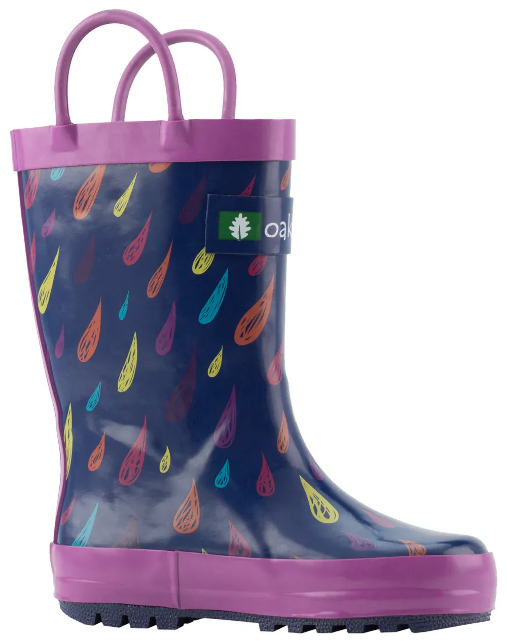 Colorful Raindrops Loop Handle Rubber Rain Boots - Image 2