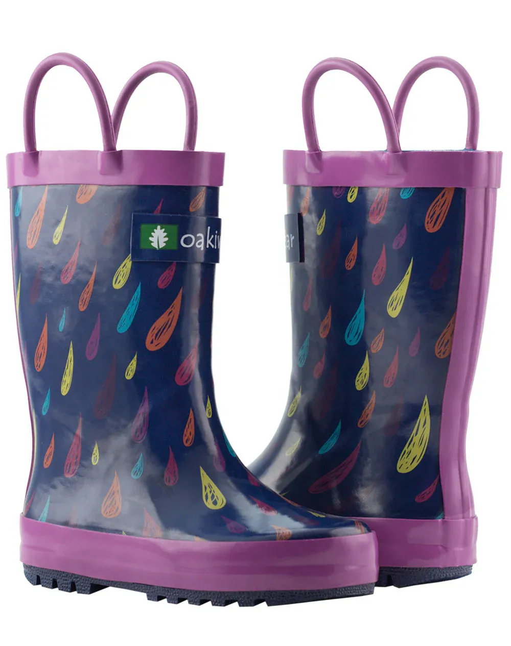 Colorful Raindrops Loop Handle Rubber Rain Boots - Image 7