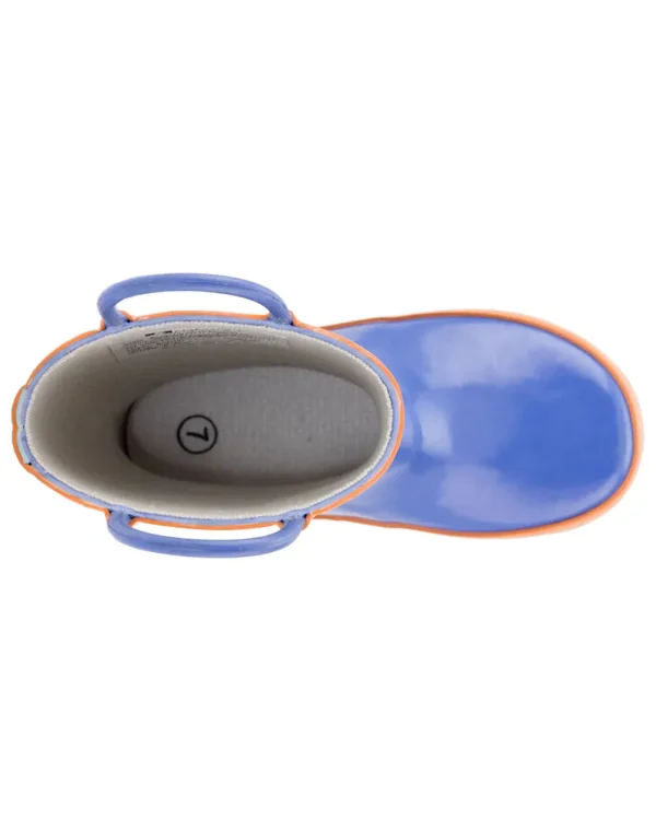 Blue, Orange & Aqua Loop Handle Rubber Rain Boots - Image 3